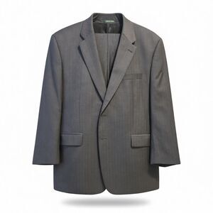 Vintage Classic Fit Lauren Ralph Lauren 1998 Gray Pinstripe Wool Suit Sz 46R